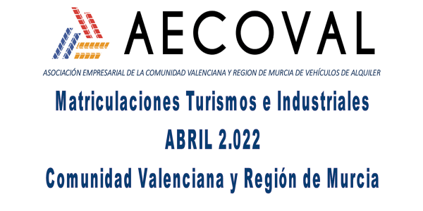 Matriculaciones Turismos e Industriales  ABRIL 2.022 Comunidad Valenciana y Región de Murcia